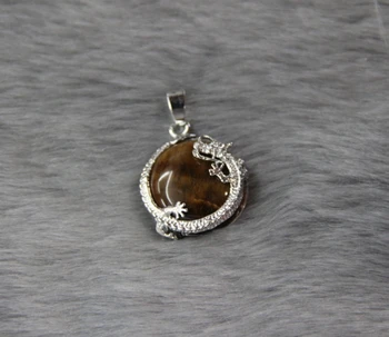 

5pcs/lot Wholesale Tiger Eyes Natural Semi preicous Stone Ball Wrapped by Dragon Dragon Beads Pendant
