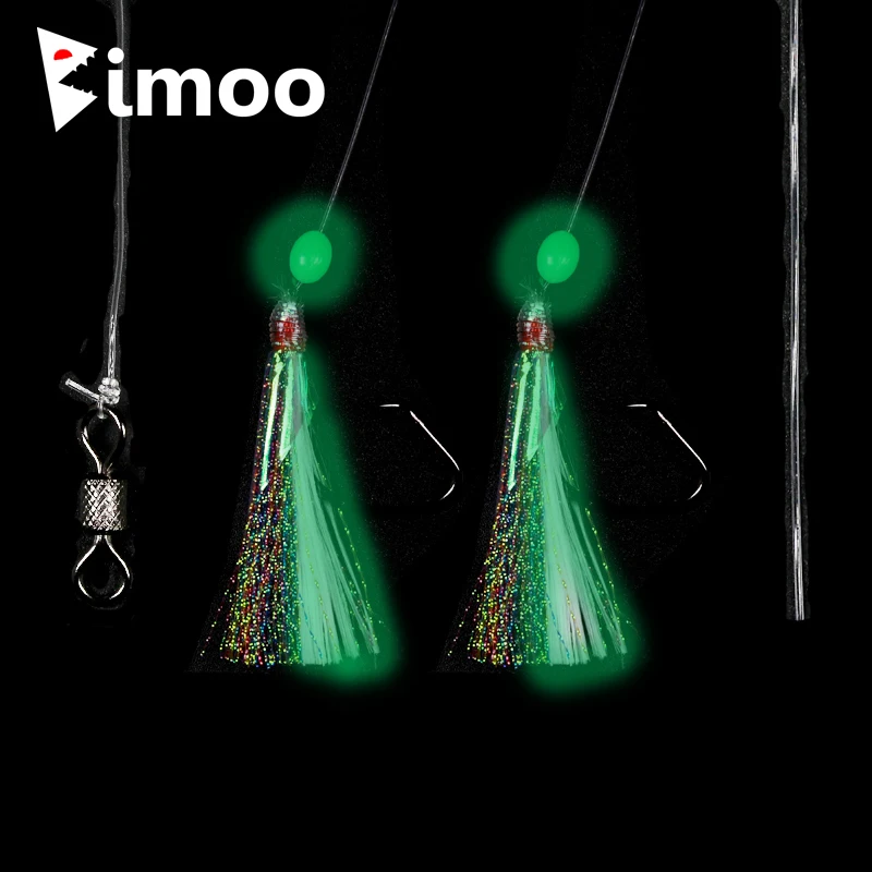 

New! Bimoo 10Bags 5/0 Glowing Sabiki Flasher Rig Sea Fishing Snapper Sea Trout Fishing Jigging Rigs Luminous