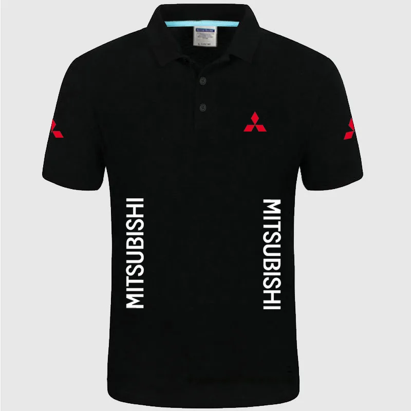 Летняя Высококачественная брендовая рубашка поло с логотипом Mitsubishi, рубашка с коротким рукавом, модная повседневная Однотонная рубашка поло, рубашки унисекс - Цвет: Черный