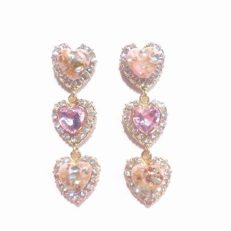

Ziris Luxury Jewelry Heart Shape Big Earring Colourful Crystal Simply Personalized Women Earrings Sterling Silver Post