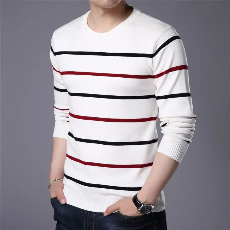 Men's Chic Slim Fit Flat Knitted Sweater White 2