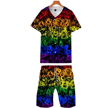 

Lgbt Gay Love Lesbian Rainbow Design Print 3D Harajuku Streetwear Baseball Tee Summer Beach shorts Sets casual Leisure Men's Set