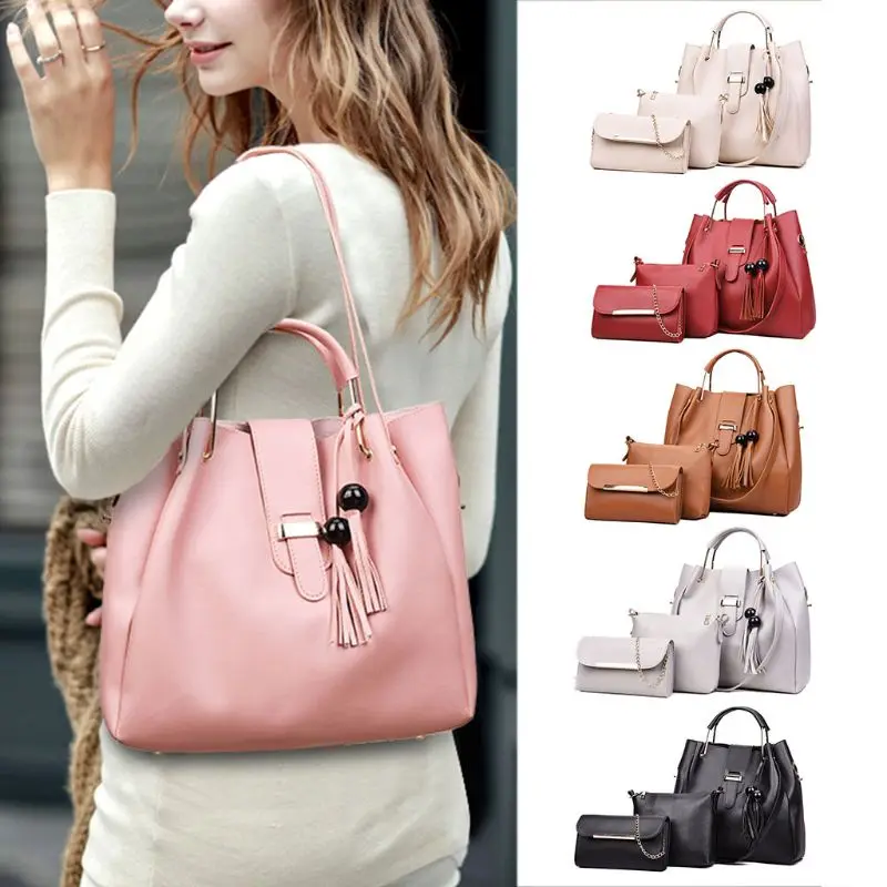 Новая мода 3 шт./компл. Для женщин кожаные сумки из натуральной кожи сумки на плечо сумка-тоут кошелек сумка сумки для Для женщин Роскошные Сумки