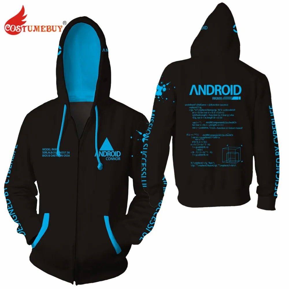 CostumeBuy игра Детройт: стать человеком Android Косплей Костюм Толстовка RK800 Детройт: стать человеком толстовки куртка пальто L20