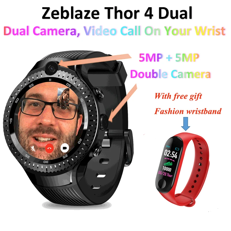 5MP+5MP Double Camera Zeblaze Thor 4 Dual Smart Watch Men