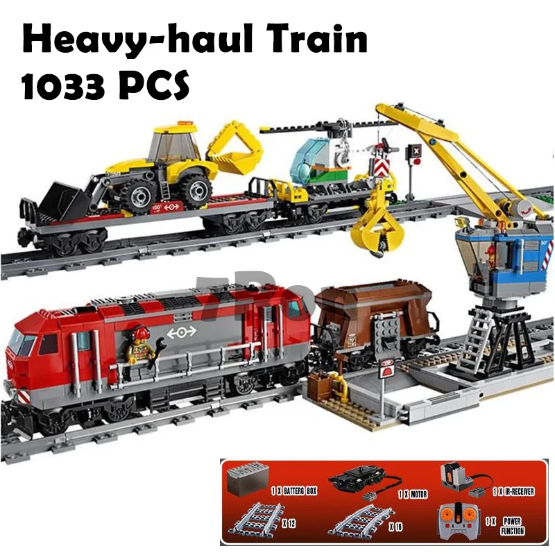 

WAZ Compatible with Lego City 60098 02009 Engineering Remote Control RC Train Figure building blocks Bricks toys for children