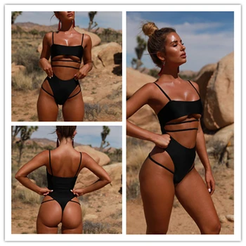 

POPFAVOR Hot Sexy Girl Lace Swimwear Bikini Solid Swimwear Female Push Up Bandage Swimsuit Bathing Suit Bikini