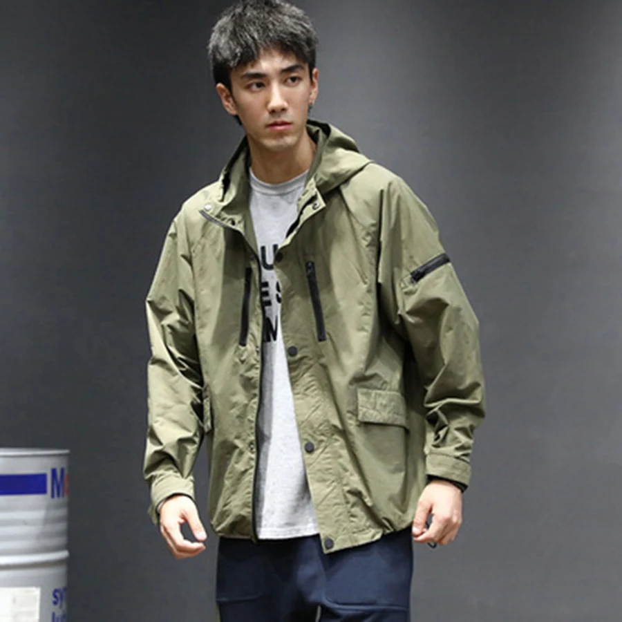 New Spring Autumn Jacket Men Windbreaker Coat Jackets Men Japanese Streetwear Men's Hooded Casual Jackets Coat Plus Size 50JK024 New Spring Autumn Jacket Men Windbreaker Coat Jackets Men Japanese Streetwear Men's Hooded Casual Jackets Coat Plus Size 50JK024