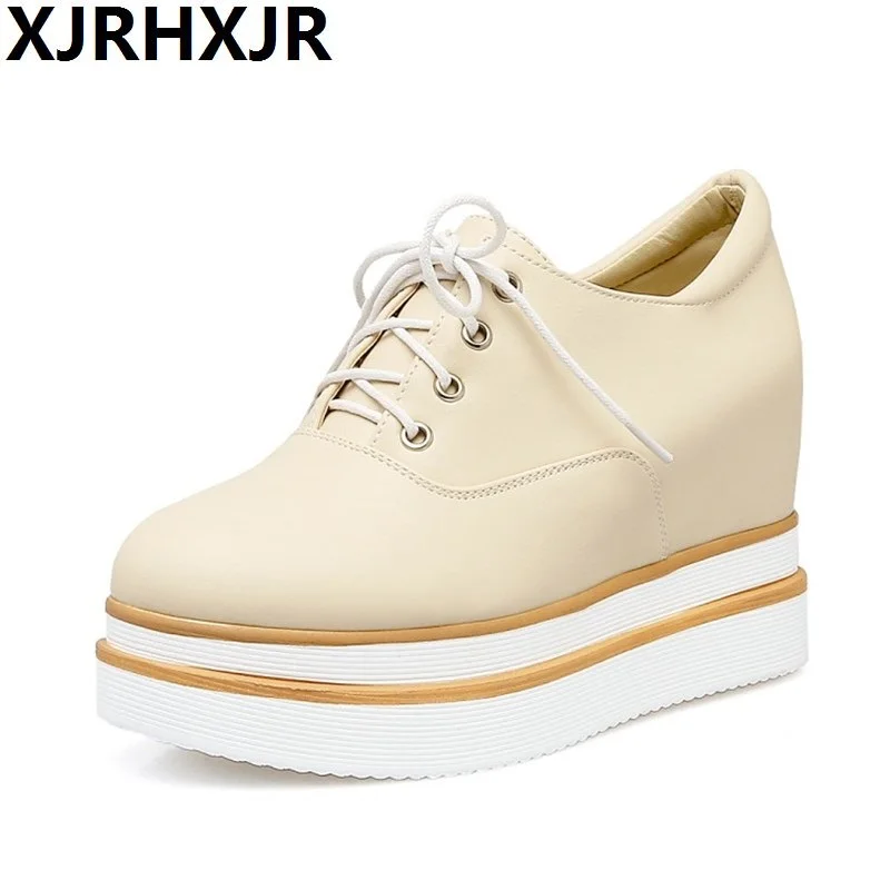 Brand High Heel Wedges Shoes Platform Women Lace up Casual Shoes Sexy Women Shoes Fall Winter Height Increasing Shoes Big Size