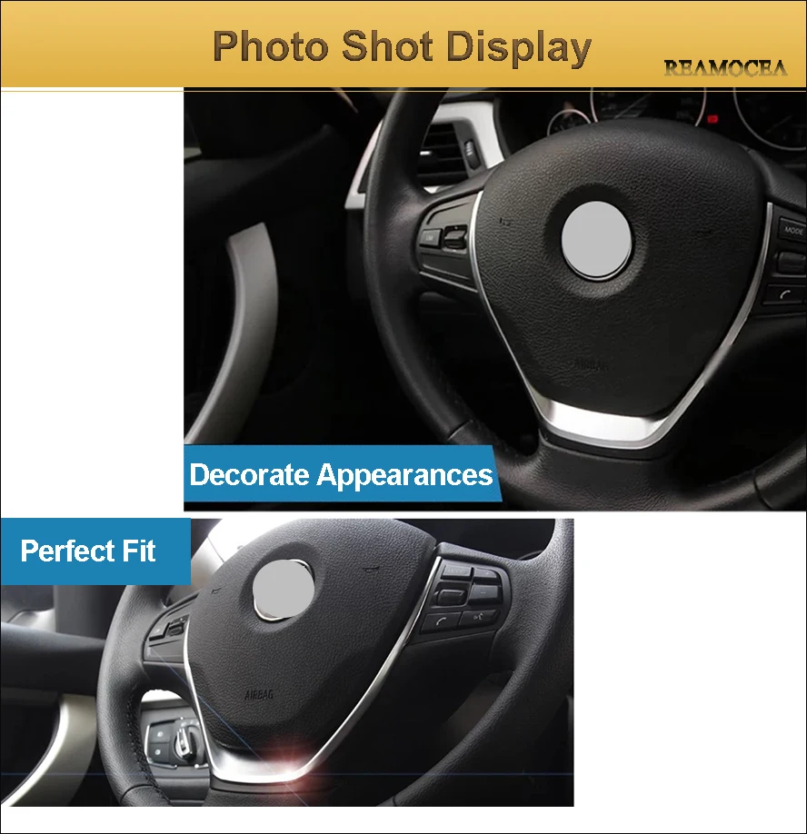 ABS Chromed Steering Wheel Cover Trim Frame Cover For BMW 3 Series F30 316i 318d 320d 1 Series F20 114i 116i 118i 2013+ (14)