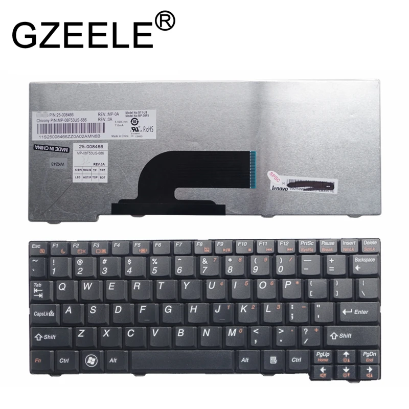  GZEELE New for IBM for LENOVO IdeaPad S10-2 S11-US Keyboard 25-008466 MP-08F53US-686 V103802AS1 Eng