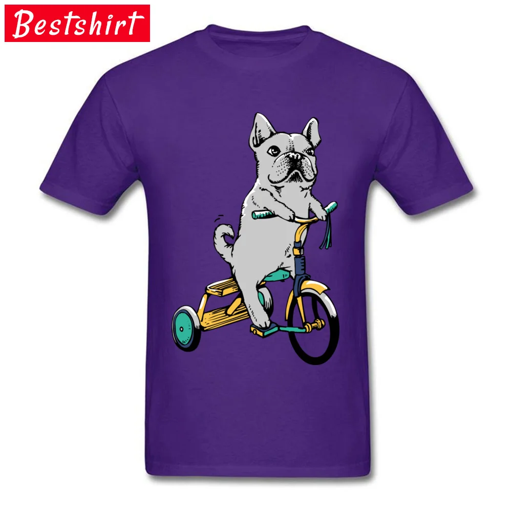 Frenchie Ride 100% Cotton Fabric Men Short Sleeve Tees Custom Lovers Day T-shirts Crazy T Shirt Rife Round Neck Frenchie Ride purple