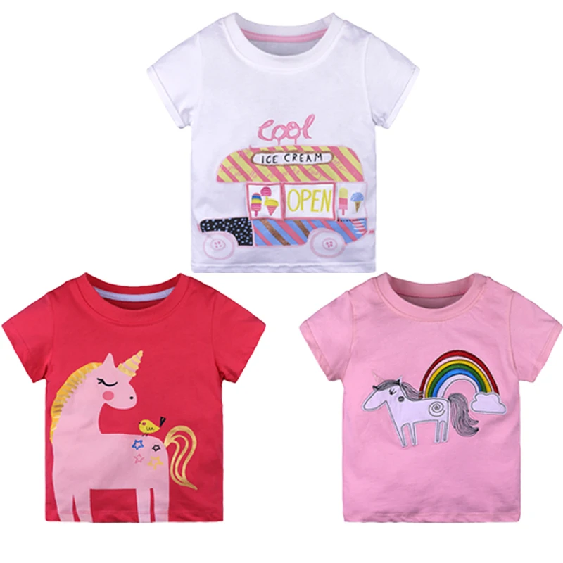 Del-bambino-Della-Ragazza-T-Shirt-Unicorn-Ragazze-Magliette-T-Camicette-Arcobaleno-Dei-Bambini-Camicetta-Rosa