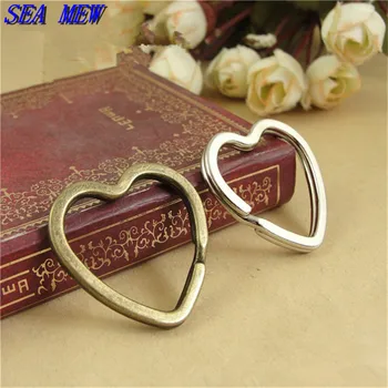 

SEA MEW 32*31MM Vintage antique bronze/rhodium Color heart shape key rings ,Wholesale new metal key ring 60 PCS hm277
