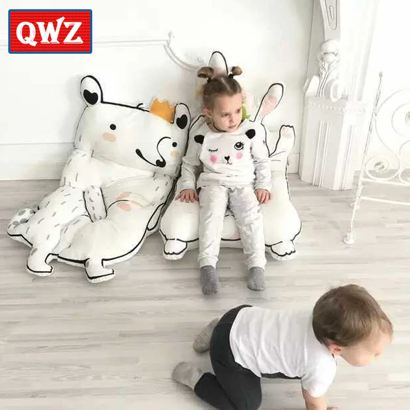 

QWZ Nordic INS Style Cartoon Animals Rabbit Raccoon Shape Quilted Play Mats Baby Crawling Carpet Pad Child Bed Room Decor Gifts