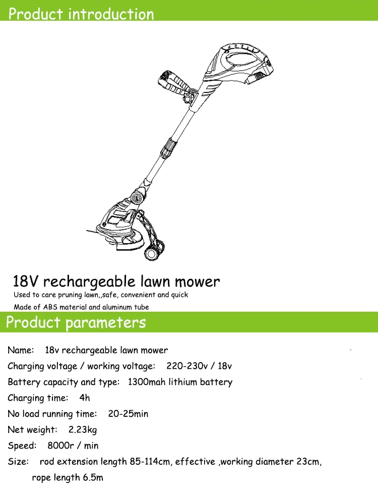 18 в литий-ионный батарея беспроводной триммер для травы катушка косилка газонокосилка телескопическая ручная косилка обрезка сада
