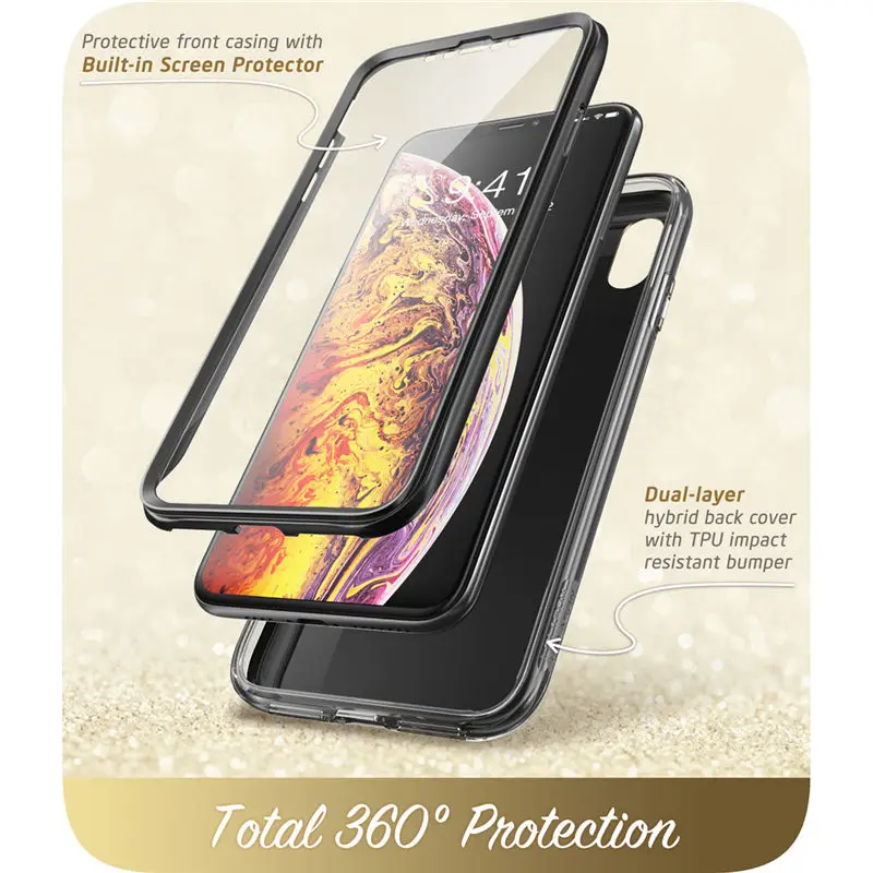 Для iPhone Xs Max Чехол i-Blason Cosmo Series полный корпус сверкающий блеск перо бампер чехол со встроенной защитой экрана