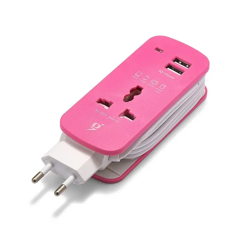 

EU European Plug Extension Socket Outlet Portable Travel Adapter AC Power Strip Cable With 2 USB Output Smart Charger Wall