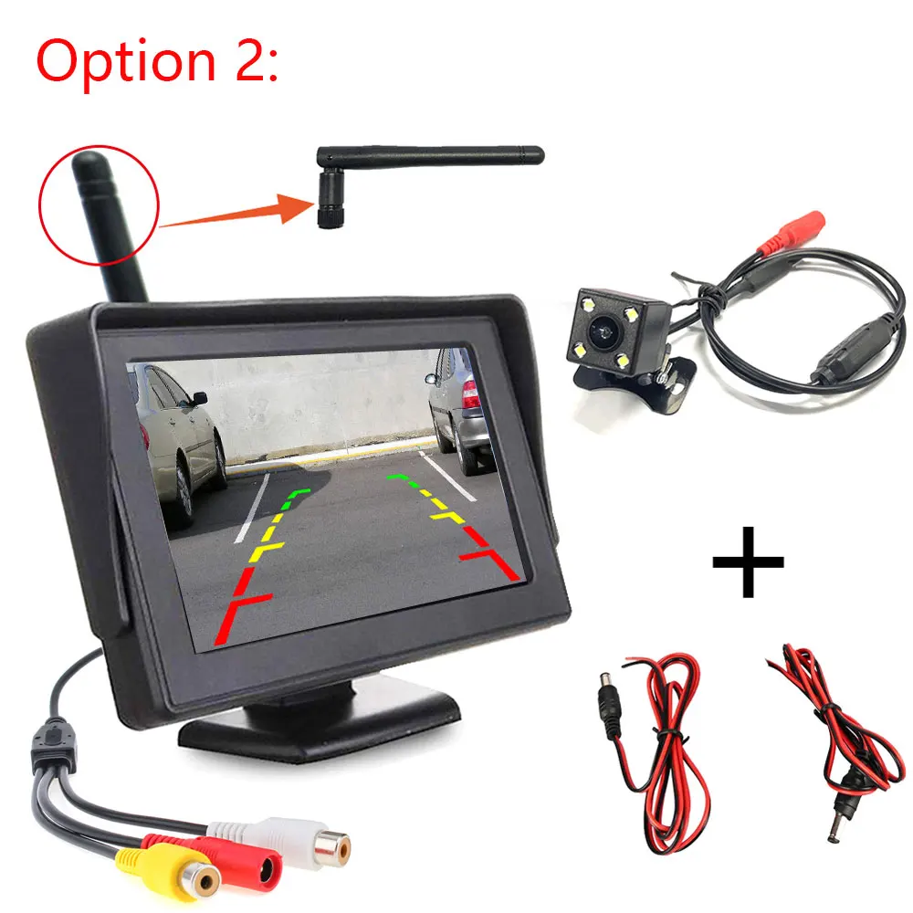 Podofo 4,3 дюймов Высокое разрешение автомобильная система заднего вида дисплей для RV автомобильный Автобус+ Автомобильный резервный HD камера заднего вида - Название цвета: Option 2