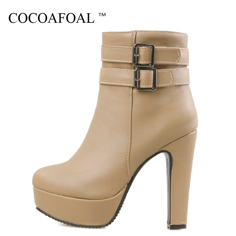 

COCOAFOAL Women's Gothic Shoes High Heels Chelsea Boots Plus Size 43 Sexy Martin Boots Black White Autumn Winter Ankle Boots
