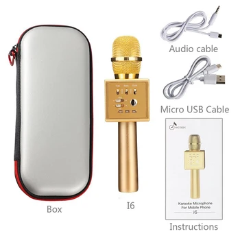 

DOITOP Bluetooth KTV Magic Voice Change Dual Speaker Mic Metal Microphones For Smartphone Fashion i6 Wireless Karaoke Microphone