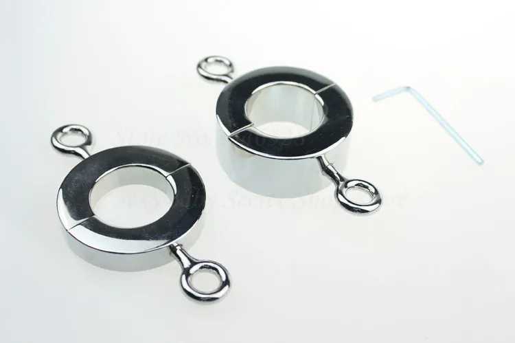 2 Size Male Chastity Device,Beginner Metal Ball Stretcher Scrotum Pendant Testis Restraint Penis Lock,Cock Ring,Adult Game Toys