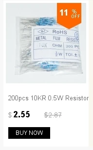 200 шт. набор резисторов 0,5 Ватт кольца Resistencias 10KR металлическая пленка сопротивление 10 кОм 10000 Ом резистор пакет 1/2W 1% толерантность