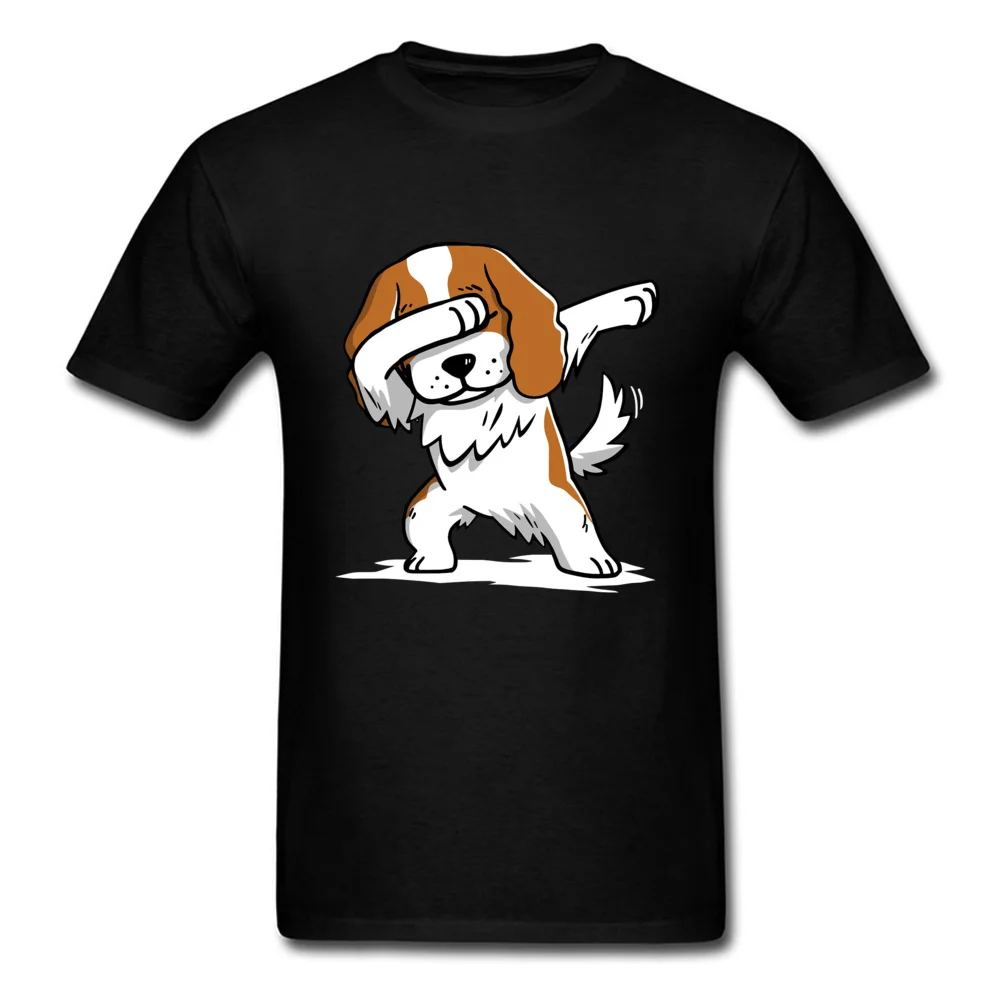 Round Neck Dabbing-Cavalier-King-Charles-Spaniel All Cotton Men T-shirts Unique Short Sleeve Tops T Shirt Company Normal Tees Dabbing-Cavalier-King-Charles-Spaniel black
