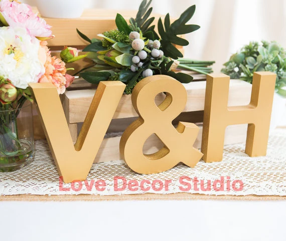

Wooden Letters - Freestanding Wedding Initial Signs Set - Personalized Wooden Initials - Freestanding Initials and Ampersand