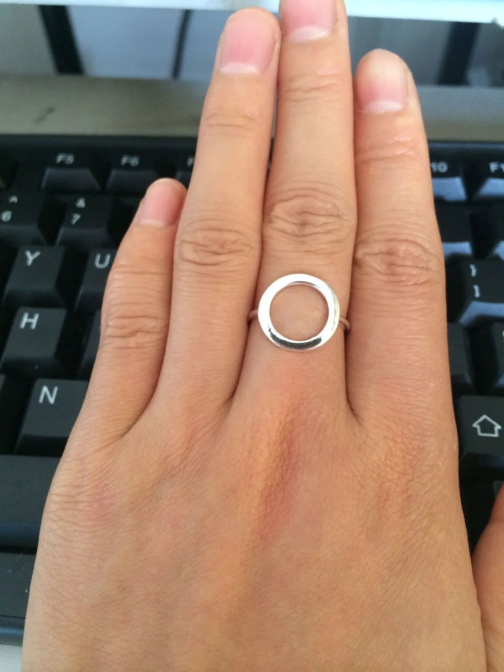 Настоящее 925 пробы Серебряное открытое круглое кольцо на палец регулируемый размер геометрический Стерлинговое Серебро-ювелирные изделия GTLJ655