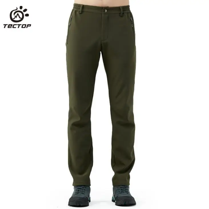 

TECTOP Autumn Winter Outdoor Sport Men Softshell Hiking Pants Windproof Thermal Male Polar Fleece Climbing Camping Trousers