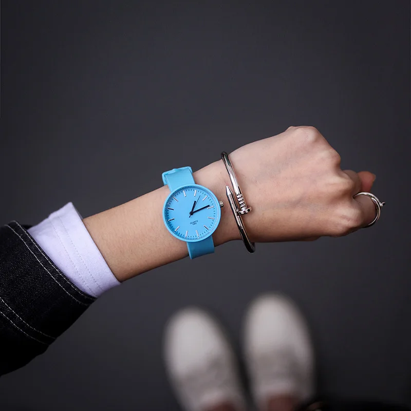 Простые силиконовые наручные часы, женские часы, женские кварцевые наручные часы, женские часы Hodinky Montre, повседневный стиль - Цвет: sky blue