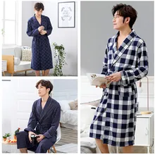 Мужской халат, осенняя Повседневная Домашняя одежда, одноцветная Пижама, мужской халат, свободная ночная рубашка, кимоно, Халат