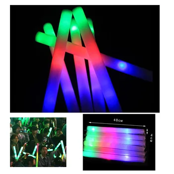 

10Pcs/Lot 2016 new 48cm colorful glow light sticks tuba sponge foam Flash stick Halloween Christmas Concert Party Supplies toys