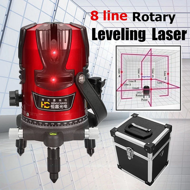 

High Quality 8 Lines Red Cross Line Laser Level Highlight 3D 360 Degree Rotation Auto Self-Leveling Horizontal Vertical Tool