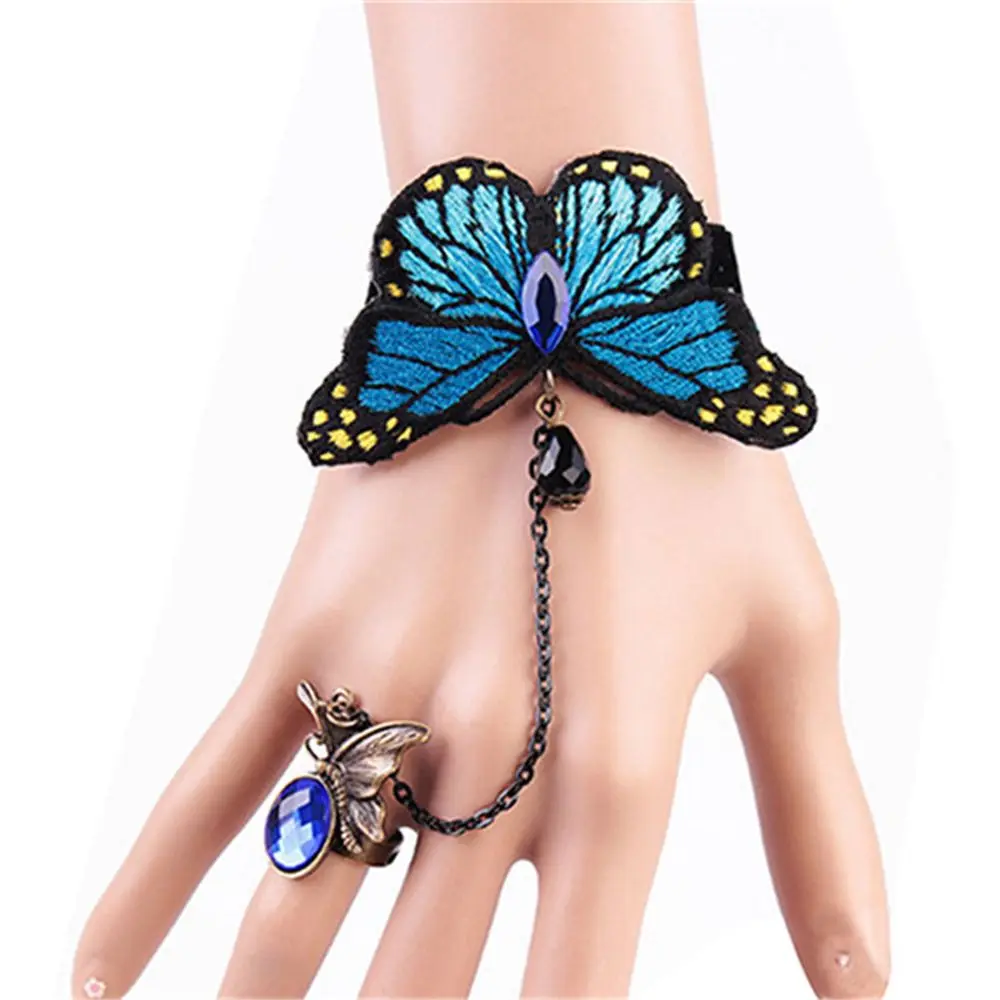 

1 pcs Fashion Style Butterfly Lace Chain Link Finger Bangle Hand Harness Bracelet Popular Sale bracciali donna