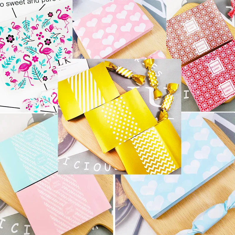 

100pcs/set Baking Packaging Nougat Wrapping Paper Wedding Candy Bag Packing Wrappers Tea Party Food Grade Oil Paper