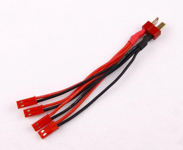 

5pcs/Lot 1 Male T Plug to 4 Female JST Connector Quality Silicone Wire Battery Connect Multi-copter Power Cable Adapter