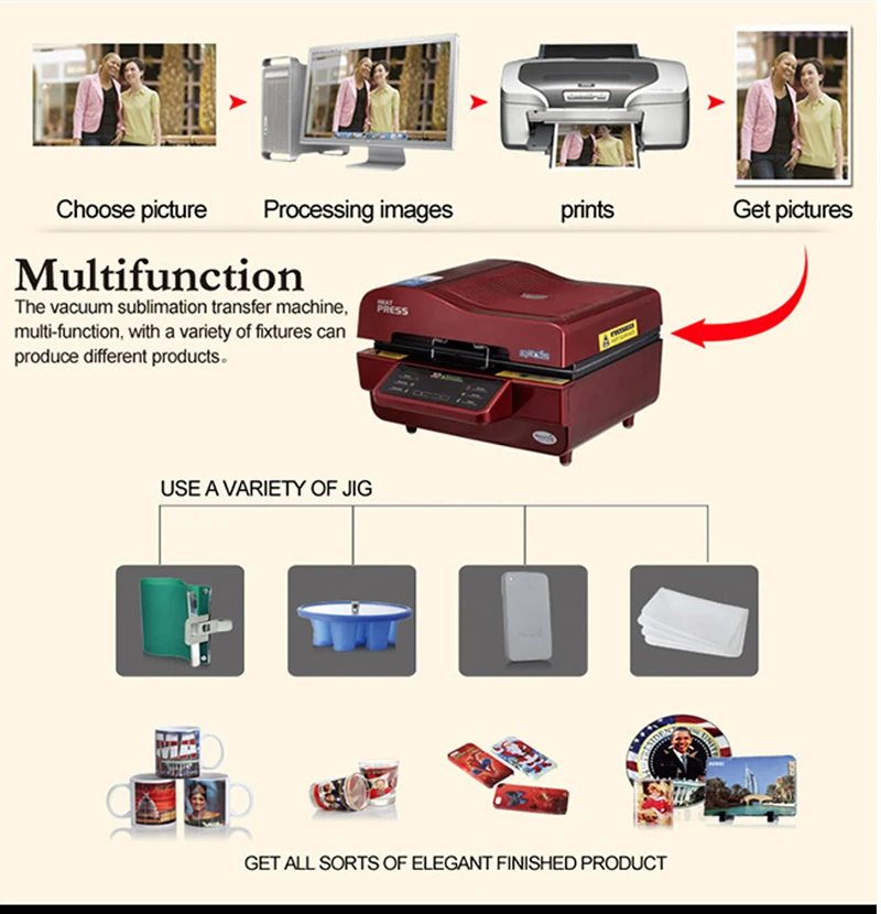 3D сублимационный вакуумный принтер, сублимация/термопресс машина, кружка/футболка/Сотовый чехол для телефона принтер, чашка/цифровая печатная машина