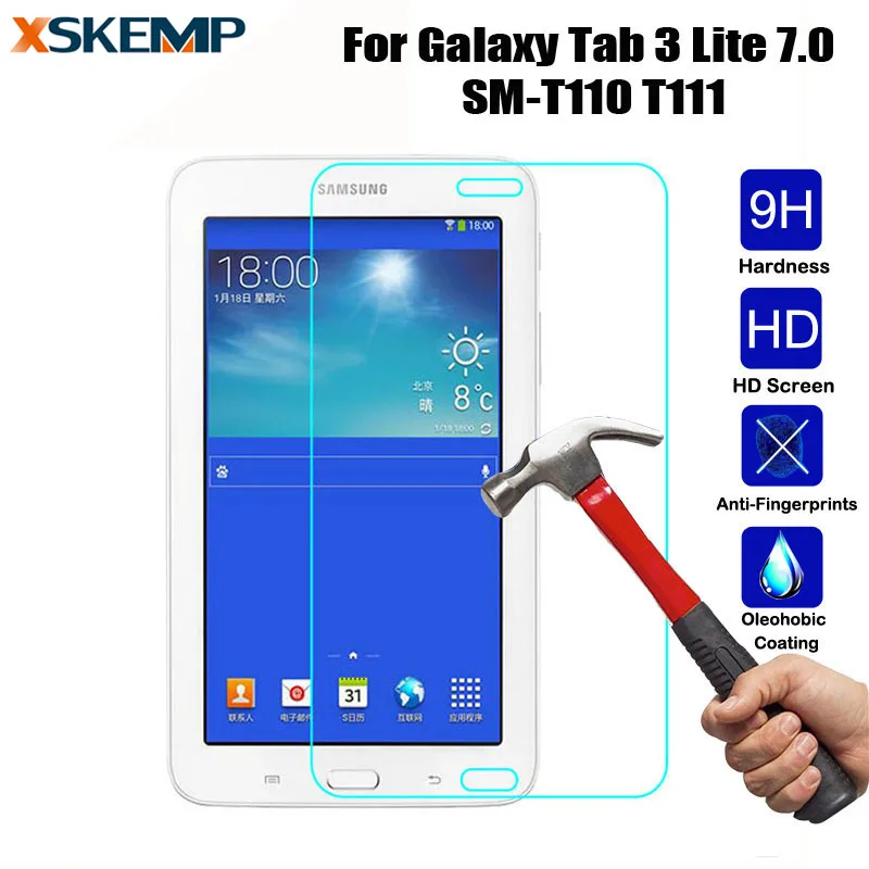 

9H 0.3mm Tablet LCD Tempered Glass Film For Samsung Galaxy Tab 3 Lite 7.0 SM-T110/T111 No Fingerprint Toughened Screen Protector