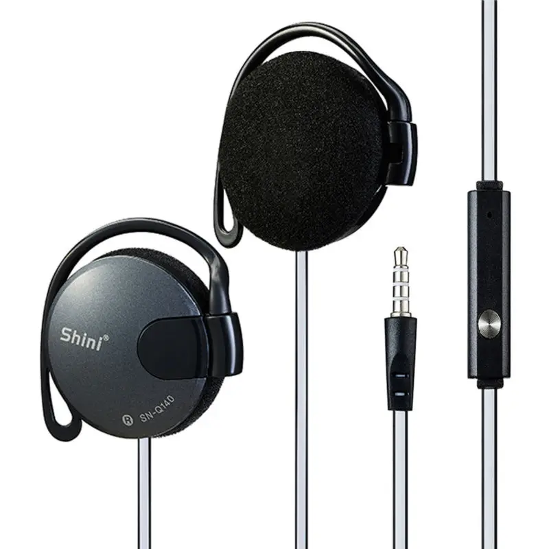  Shini Q140 Headphones 3.5mm Headset EarHook Super Bass Earphone With Mic For Mp3 Player Computer Mobile Telephone Earphone 