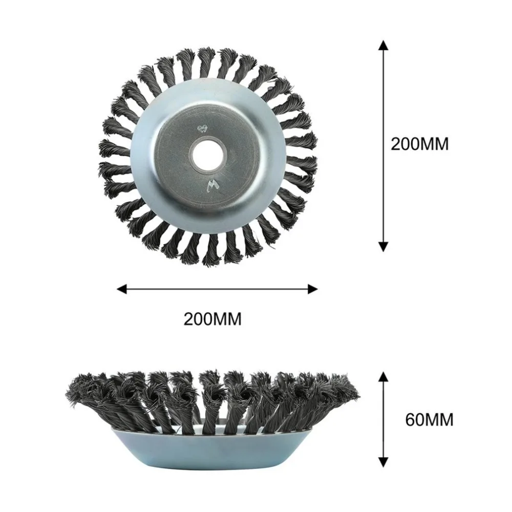 Сорняк Кисти вращающаяся Twist Узел Стальная проволока колесом кисти диск 25,4x200 мм озеленение и резки техники для полива аксессуары
