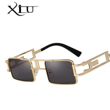 XIU квадратные стимпанк Солнцезащитные очки для мужчин и женщин винтажные солнцезащитные очки фирменный дизайн модные летние очки высшего качества UV400