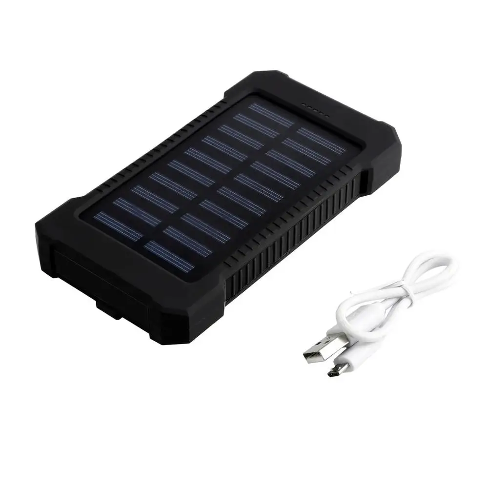 Двойной USB солнечной энергии зарядное устройство водонепроницаемый 300000 мАч портативный солнечной энергии ed двойной аккумуляторный, с подзарядкой от USB банка для наружного аварийного - Цвет: Черный