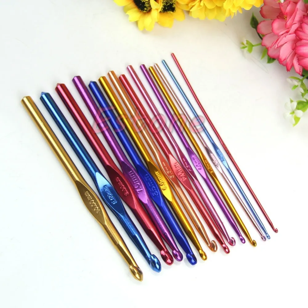 Buy 14PCS Multicolour Aluminum Crochet Hooks Knitting