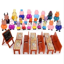 Figuras de acción de Peppa Pig, George, papá, mamá, familia, juguetes para aula