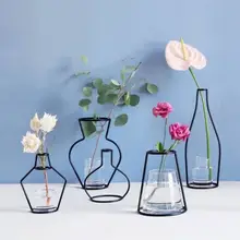 Новые скандинавские минималистичные абстрактные домашние железные художественные вазы абстрактные черные железные линии минималистичные вазы цветочные стойки украшения