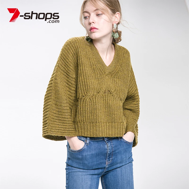 Ccibuy Sale Women Sweater V-Neck Dropped Shoulders Wide Bat Long Sleeves Chunky Knit Jumper Female Sweater Jumper Ladies 2019 Ccibuy Sale Women Sweater V-Neck Dropped Shoulders Wide Bat Long Sleeves Chunky Knit Jumper Female Sweater Jumper Ladies 2019