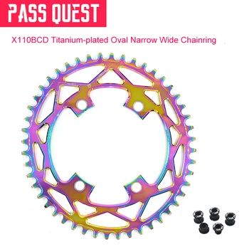

7075 aluminum alloy 110BCD Titanium-plated Oval Road Bike Narrow Wide Sprocket 42T-52T R2000 R3000 4700 5800 6800 DA9000