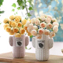 27 головок искусственный атласной чайной розой букет цветов для дома свадебный отельный Настольный композиция украшения дешевые искусственные цветы